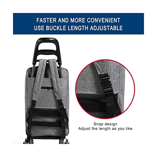 QUANLI Faltbarer Einkaufstrolley, tragbarer, faltbarer Einkaufswagen mit Gummirad und wasserdichter Tasche, robuster… – Bild 7