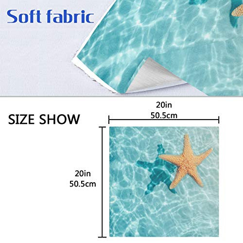 Exnundod Beach Starfish Summer Napkins Set Of 6 Ocean Sea Blue Dinner Guest Napkins For Kitchen Dinning Table Summer Decor Reusable Washable 20X20 Inches #TOP3