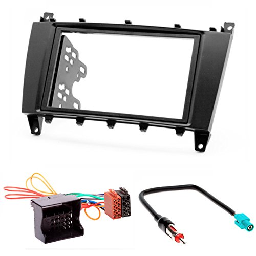 CARAV ACV Electronic 11-132-24-7 Façade d'autoradio 2-DIN pour tableau de bord avec adaptateur ISO et antenne