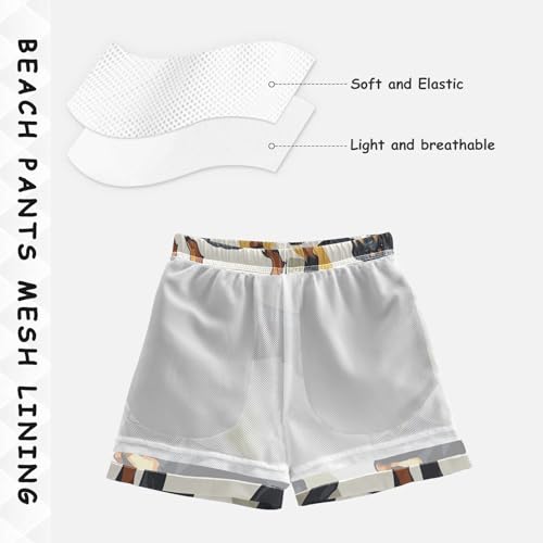 Boys Beach Board Shorts Black Rottweiler Dog Swim Trunk Teen Swimwear4