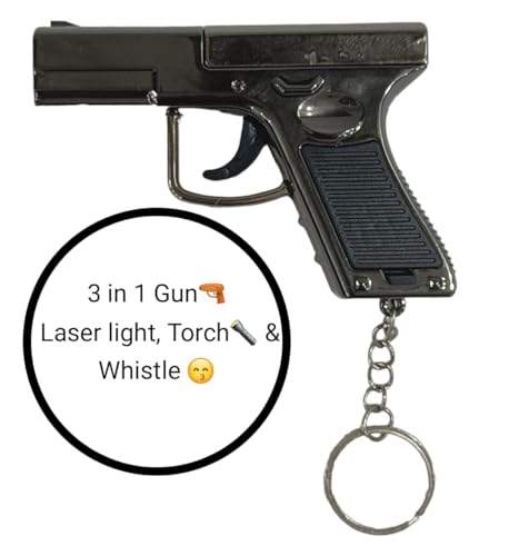 Image of TERA 13 Gun Shape Keyring for Boys, Light, Kids, Whistle, Bike Car - Gift for Boys & Kids (1 Pcs)
