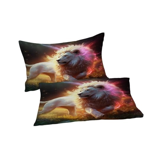 Housse de couette lion blanc microfibre抗皱 200x200cm parure lit double facile à laver