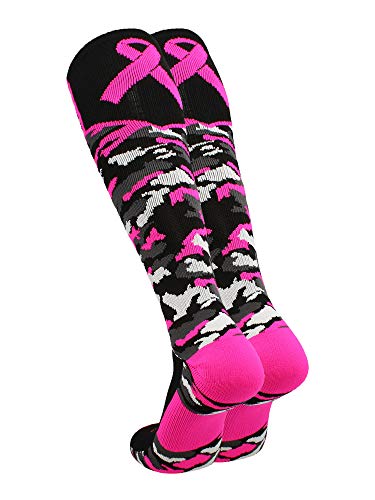 Woodland Camo Breast Cancer Awareness Over the Calf Socks2