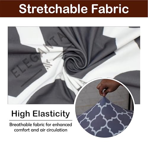 Image of Eleganta Stretch Boss Office Chair Cover Printed Computer Chair Covers with Armrest Cover Universal Removable Spandex Rotating Chair Slipcovers Soft Desk Chair Seat Protector Grey Diamond (Pack of 8)