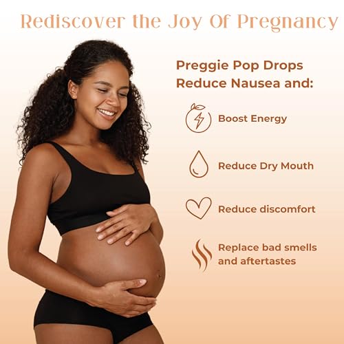 Image of Three Lollies Preggie Drops Plus Pregnancy Nausea Relief Drops with 10 mg Vitamin B6 and Essential Oils, Morning Sickness and Queasy Stomach Support for Pregnant Women, Two Flavors, 32 Count