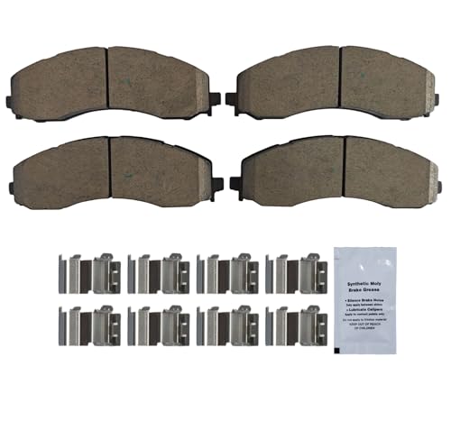 Image of HUSCH D2223 Front Ceramic Brake Pads Kit Fit For Ram 2500 /3500 2019-2022 | Clean Wheels, Quiet, Short Braking Distance, Responsive Braking, Long Service Life, for Various Weather, Road Performance