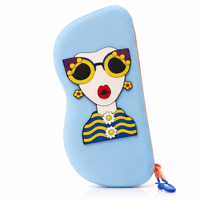 Cute Silicone Eyeglasses & Sunglasses Case with Wrist Strap, Soft Zipper Protective Spectacle Storage Pouch, Waterproof Travel Glasses Holder for Women-image-8