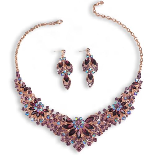 Image of Shining Diva Fashion Stylish Design Fancy Crystal Necklace Jewellery Set for Women | Trendy Celebrity Inspired Jewellery