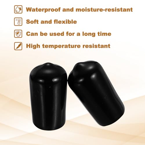 Image of uxcell 88Pcs Rubber End Caps, 13.5mm(17 /32 inch) ID 23mm(29 /32 inch) Height Round Screw Thread Protectors Flexible Screw Bolt Covers Caps for Metal Tube Rod Bolt, Black