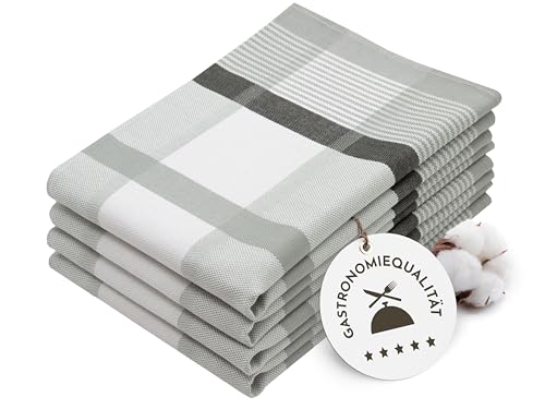 ZOLLNER 4er Set Geschirrtücher Baumwolle in 50x70 cm - saugstarke und robuste Küchentücher - waschbar bis 60°C – in grau kariert - Gastronomiequalität - Oeko Tex® Zertifiziert