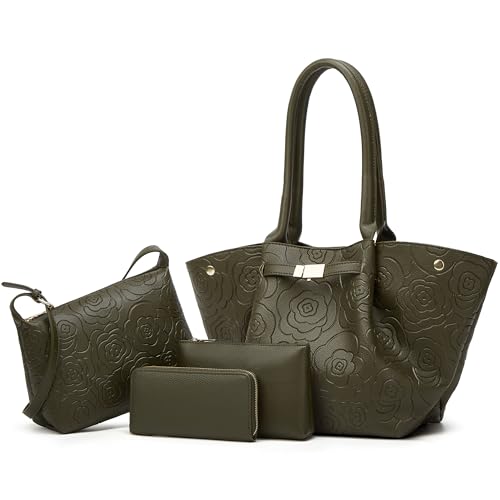 Image of Women Fashion Handbags Wallet Tote Bag Shoulder Bag Top Handle Satchel Purse Set 4pcs