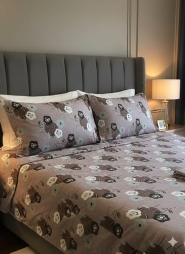 Image of 3D Printed 144 Tc Microfiber Double Bedsheet with 2 King Size Pillow Covers Breathable | Wrinklfree | Summer | Topsheet (90 x 90 Inches) (Lavender)