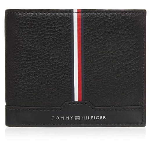 Tommy Hilfiger Billetera TH Downtown Tri-Fold para Hombre, Negro, OS