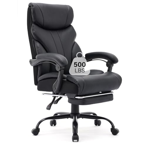 GAOMON Big and Tall Office Chair - 500lbs, Wide Seat, Ergonomic Executive Chair with High Back & Footrest, Black