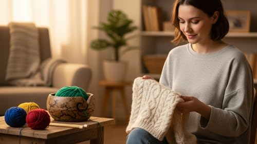 Image of Handcrafted Wooden Yarn Knitting Crochet Bowl Holder For Skien Yarn Balls Decorative Storage Organizer Crocheting Needlework Knitting Accessories Kit Supplies Sturdy Non Slip Gifts For Mother Her