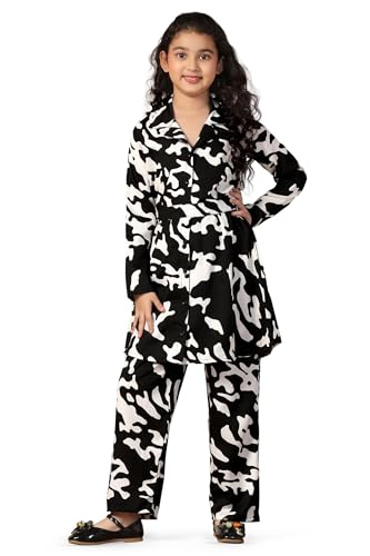 Image of Fashion Dream Girl's Rayon Abstract Printed Clothing Set|Co-ord Set|Casual Wear|Coordinate Outfit for Girls