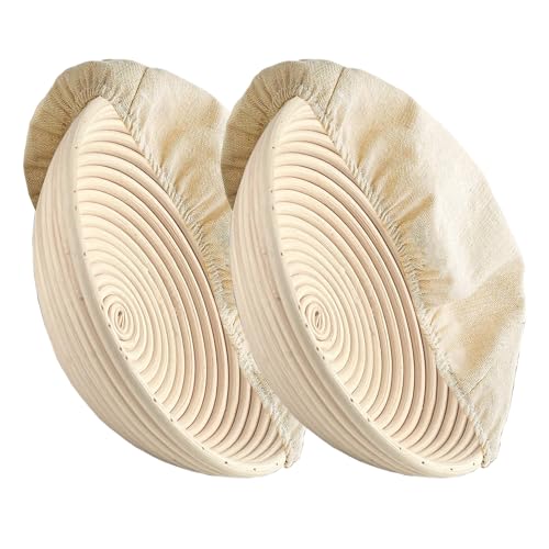 DeJivsin 2pcs Banneton Basket Round 23 cm, Banneton Proofing Basket, Bread Making Tools, Sourdough Proving Basket for Bread Baking, Round Proofing Basket for Bread Baking - Image 7