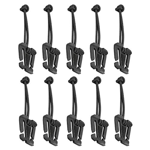 ZQO Molle Zubehör Clips, Molle Dominators Web mit Elastischer, 10 Stück Tactical Gear Clip Bungee Cords Schnallen Strap Gürtelclip Belt Management Tool Outdoor EDC Zubehör für Taktische Rucksäcke Cover