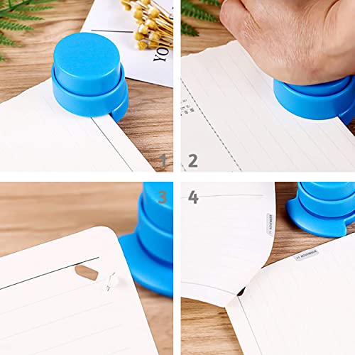 LTHERMELK 4 Stück Heftklammer, Papierbindung ohne Hefter Bürohefter, Tragbarer Mini Nadellose Hefter, für Büro Zuhause Studium, Klammerloser Hefter Schreibtischmodell