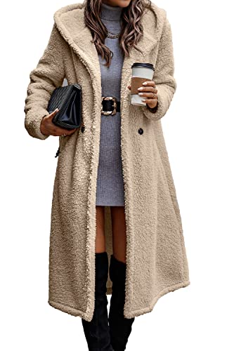 PRETTYGARDEN Women's 2022 Winter Coats Fuzzy Fleece Long Hooded Jackets Button Down Faux Fur Warm Outwear with Pockets (Dark Beige Yellow,Medium) PRETTYGARDEN Women's 2022 Winter Coats Fuzzy Fleece Long Hooded Jackets Button Down Faux Fur Warm Outwear with Pockets (Dark Beige Yellow,Medium)