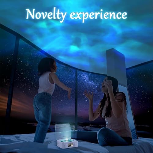 Image of CPENSUS Retro-Style Wireless Waves Bluetooth Speaker, Aqua Vinyl Speaker, The Waves Vinyl Player with Ambience Light and Clock for Bedroom, Office, Party, 5 Watts Output