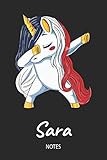  Sara - Notes: Noms Personnalisé Carnet de notes / Journal pour les filles et les femmes. Licorne qui dab aux cheveux aux couleurs du drapeau français. ... anniversaire, cadeau de Noël et de fête.