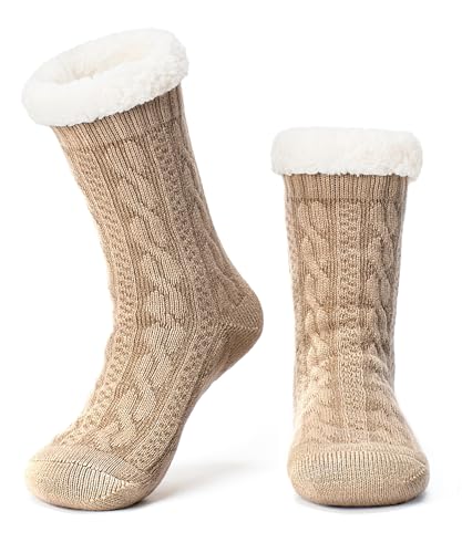 Image of The Metluks Women's Fuzzy Slipper Socks with Non-slip Grippers, Sherpa Lined Warm Cozy Gift Socks