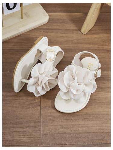 GORGLITTER Girl's Sandals 3d Flower Rubber Open Toe Thone Vacation Flat Sandals with Back Strap2