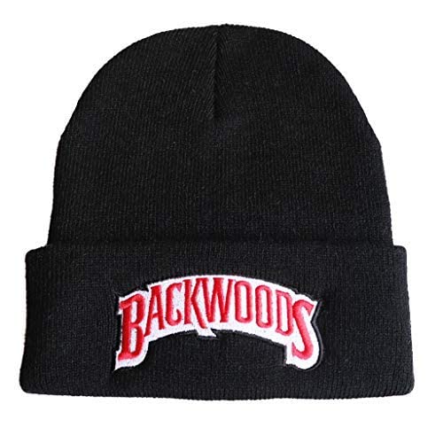 Backwoods Beanie for Men Women Unisex Backwoods Hat Knit Cuffed Hip Hop Hats Knit Hats Embroidered Winter Warm Hats Cap (Black)