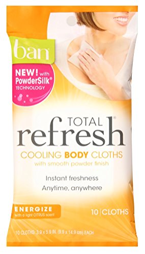 Ban Total Refresh Cooling Body Cloths 10 Count (Energize) (6 Pack)