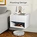 Floating Nightstand Bedroom Bedside Table - Wood Night Stand Set 2 for Small Spaces, Wall Mounted Cabinet with Storage Drawer, White Modern Night Stand for Dorm Hallway Entryway