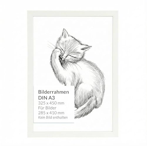 Licht-Erlebnisse Marco de fotos blanco A3 de madera y plástico, 45 x 32,5 cm, irrompible, marco de pared, marco de madera para fotos, pósteres