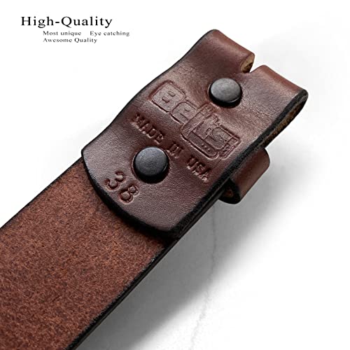 Made in USA Hand-cut Full Grain Leather Belt Strap - Burgundy 1 1/2" Wide4