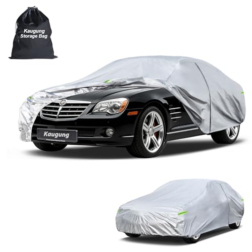 Image of Kaugung Car Cover Custom Fit for Chrysler Crossfire (2003-2007), 6 Layers Waterproof All Weather for Automobiles Full Exterior Cover Rain Sun Snow Protector with Door Zipper. Silver