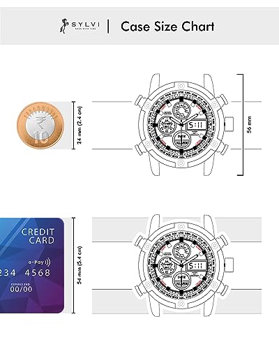 Sylvi Analogue-Digital Luxury Black Dial Leather Strap Multi-Functional Casual Business Calendar Wrist Watch for Men and Boys, Pack of 1 - SY3022 (Image - 5)