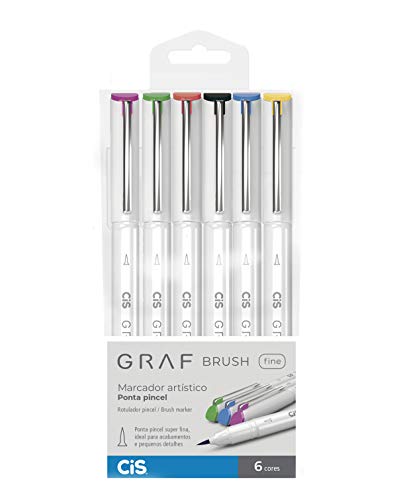 Marcador Artístico Ponta Pincel, CiS, Graf Brush Fine, 59.9500, 6 Cores