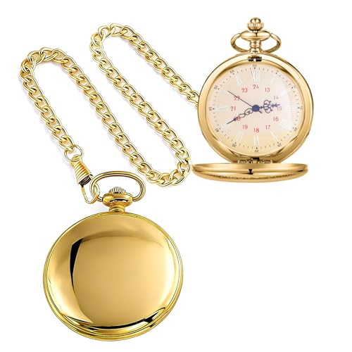 Image of Tiong Smooth Pocket Watch,Personalized Pocket Watch,Customized Watches for Men,Engraved Pocket Watches for Father's Day with Chain