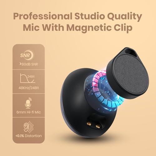 Image of Portronics Vlogmate Neo Ai Powered 2400-2480 MHz Wireless Dual Microphone with Noise Reduction, Tiny Lapel Mic with Charging Case, Type C Wireless Mic for Video Recording, YouTube Video