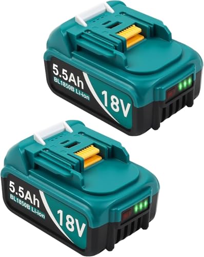 5500mAh Ersatzakku für Makita 18V Akku Kompatibel 18 V Li-Ion Ersatzakku BL1815 BL1830 BL1840 BL1850 BL1860 BL1890 BL1415 BL1430 BL1440 (2 Stück)