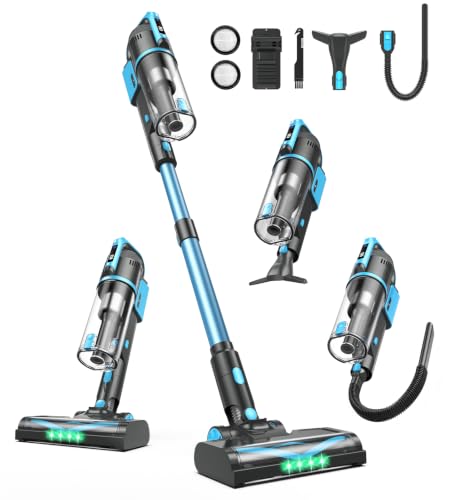 Image of DEVOAC V15 Cordless Vacuum Cleaner, 45Kpa Suction & Brushless Motor Stick Vacuum, Rechargeable Battery with 45mins Runtime, LED Display, 6 in 1 Handheld Vacuum for Home Hard Floor Carpet Pet Hair
