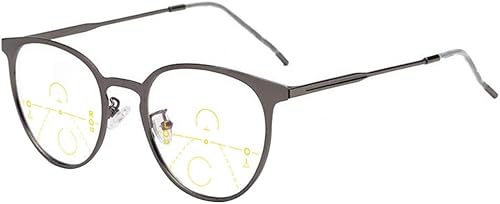 Gafas de lectura progresivas multifocales para hombre, lector de enfoque múltiple de metal retro