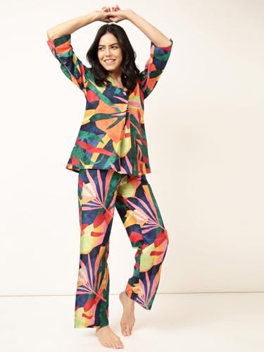 Image of STORIES OF BANNO'S SWAGGER | Woman Tropical Printed Co-ord Set | Pajama Set | Coord Set for Women