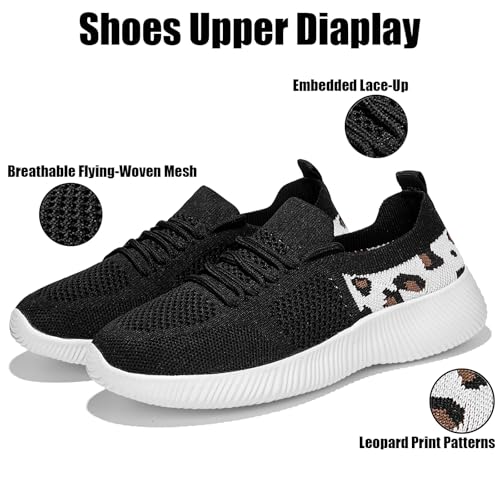 Women's Slip-On Shoes with Leopard Cheetah Print Casual Sneakers Crafted by Flying-Woven Tatting Breathable Mesh Fashionable Shoes for Ladies with Anti-Slip and Wear-Resistant Soft Outsole3