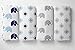 Bacati Elephants Set of 4 Muslin Swaddling Blankets, Blue/Grey