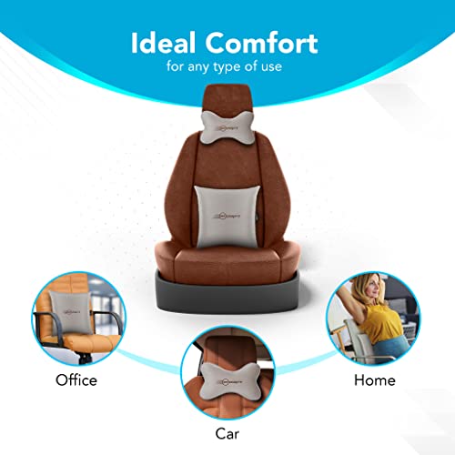 Image of Neodrift 'Neo-Kit Combo' - (Colour - Beige)(2 Neck Cushions, 2 Square Pillows) | Neck & Back Rest Support Cushion Memory Foam Pillow for Neck, Head, Shoulder & Back Pain-Relief for Car Seat
