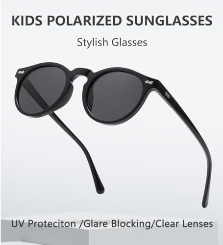 3 Pack Kids Polarized Sunglasses Vintage Cute Round Glasses for Girls Boys Age 3-83