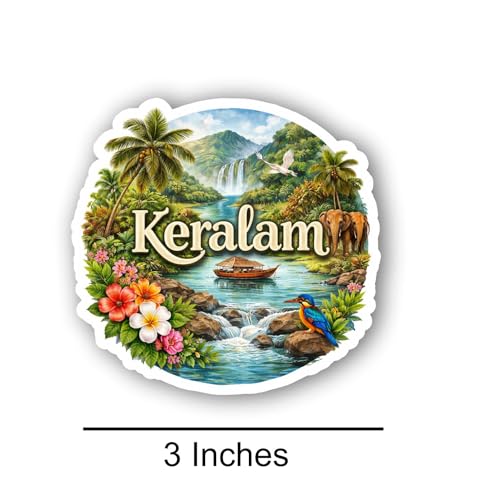 Image of Keralam Textured Finish Acrylic Fridge Magnet - UV Texture Printed, Stylish Multicolor Magnet for Fridge, Wardrobe & Metal Surfaces, Pack of 1 (Keralam)