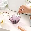 Purple Flower Jewelry Dish Glass Ring Dish Jewelry Tray Cute Vanity Organiser Room Decor Aesthetic Nightstand Bathroom Decor Trinket Dish Ring Holder Valentine's Friendship Birthday Gifts for Women #1