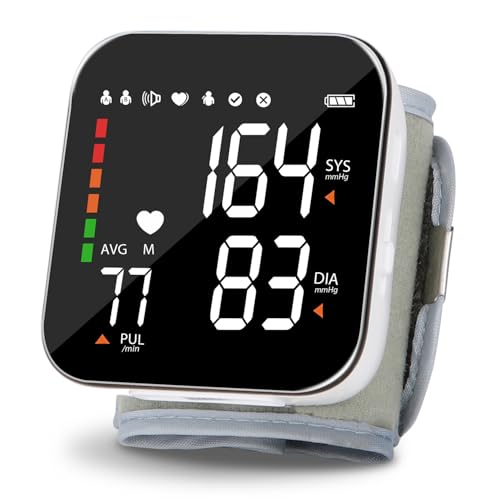 BTYOLFUP Wrist Blood Pressure Monitor for Home Use Automatic BP Cuff Rechargeable Blood Pressure Machine with LED Backlit Display, Voice Broadcast, Dual 90 Memory Storage with Protective Case