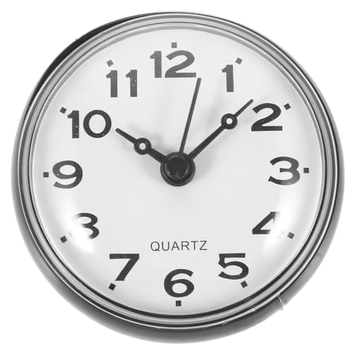 TEHAUX 防水吸盤浴室時計 小型壁掛けクロック 湿気対応 キッチン バスルーム用 簡単設置 防水設計 ブラック